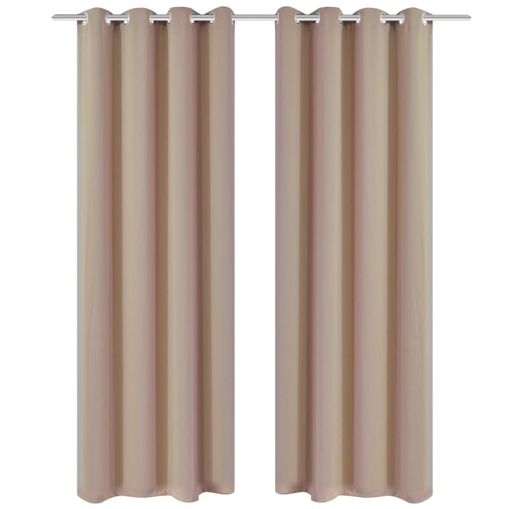 2-pack gräddvita mörkläggningsgardiner med metallringar 135 x 245 cm