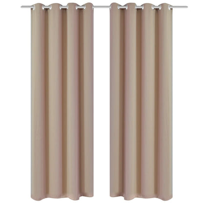 2-pack gräddvita mörkläggningsgardiner med metallringar 135 x 245 cm