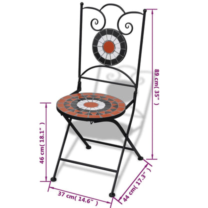 Hopfällbara caféstolar 2 st keramik terrakotta och vit