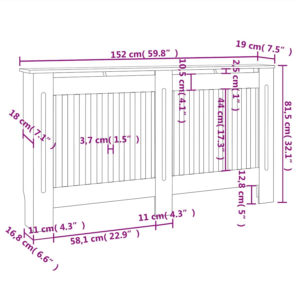 Elementskydd MDF 152 cm vit