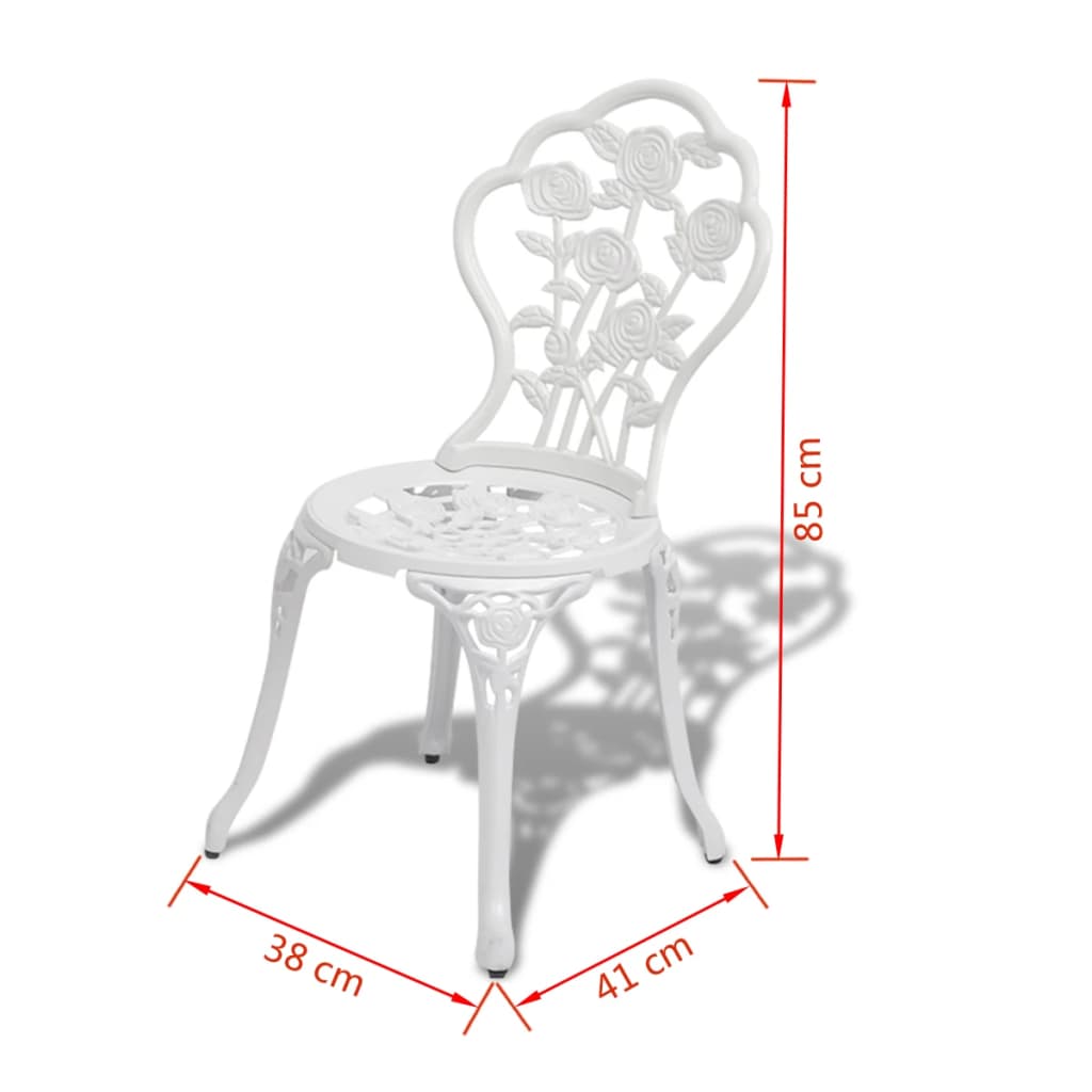 Caféset 3 delar gjuten aluminium vit