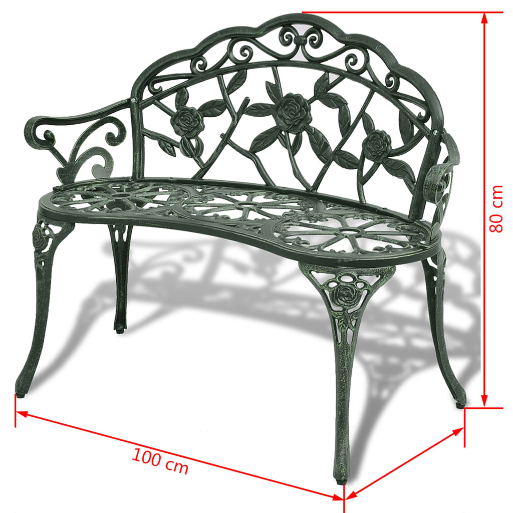 Trädgårdsbänk 100 cm gjuten aluminium grön