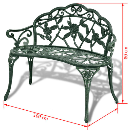 Trädgårdsbänk 100 cm gjuten aluminium grön