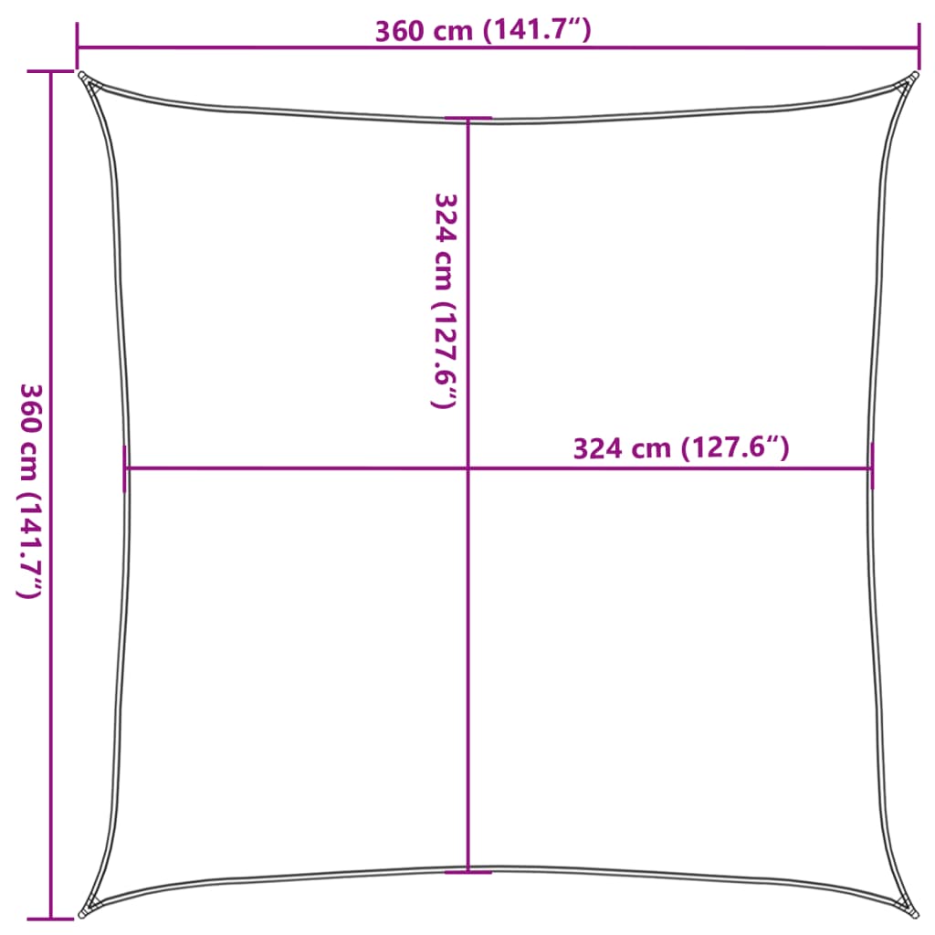 Solskärmssegel HDPE kvadratiskt 3,6 x 3,6 m beige