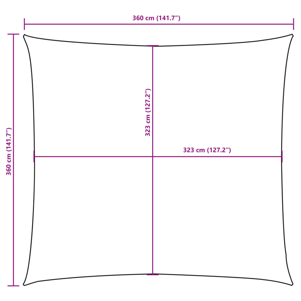 Solsegel Oxfordtyg kvadratiskt 3,6x3,6 m antracit