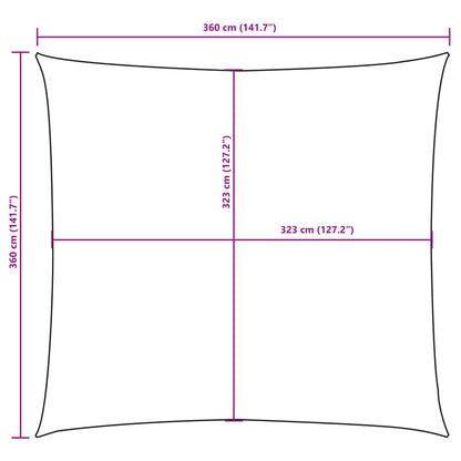 Solsegel Oxfordtyg kvadratiskt 3,6x3,6 m antracit