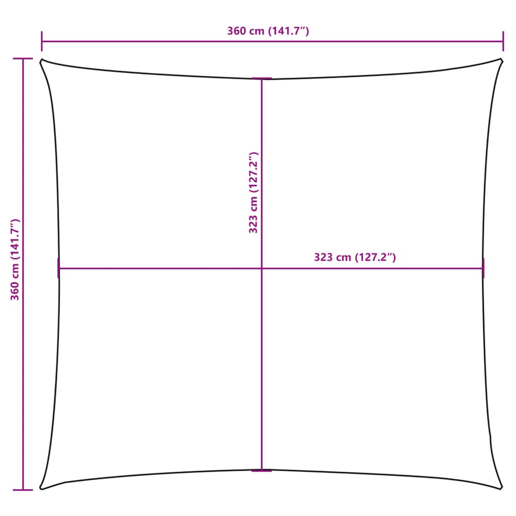 Solsegel Oxfordtyg kvadratiskt 3,6x3,6 m terrakotta