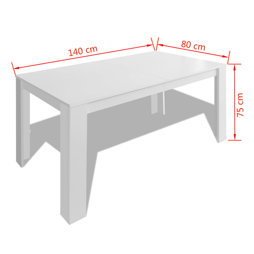 Matbord 140x80x75 cm vit