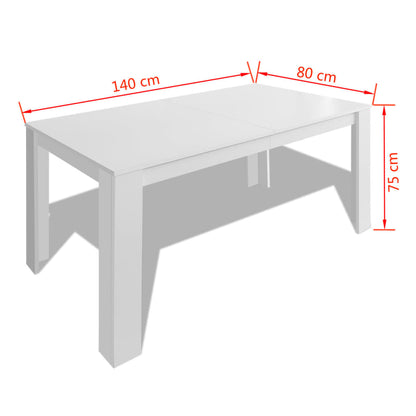 Matbord 140x80x75 cm vit