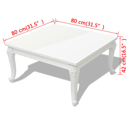 Soffbord 80x80x42 cm vit högglans