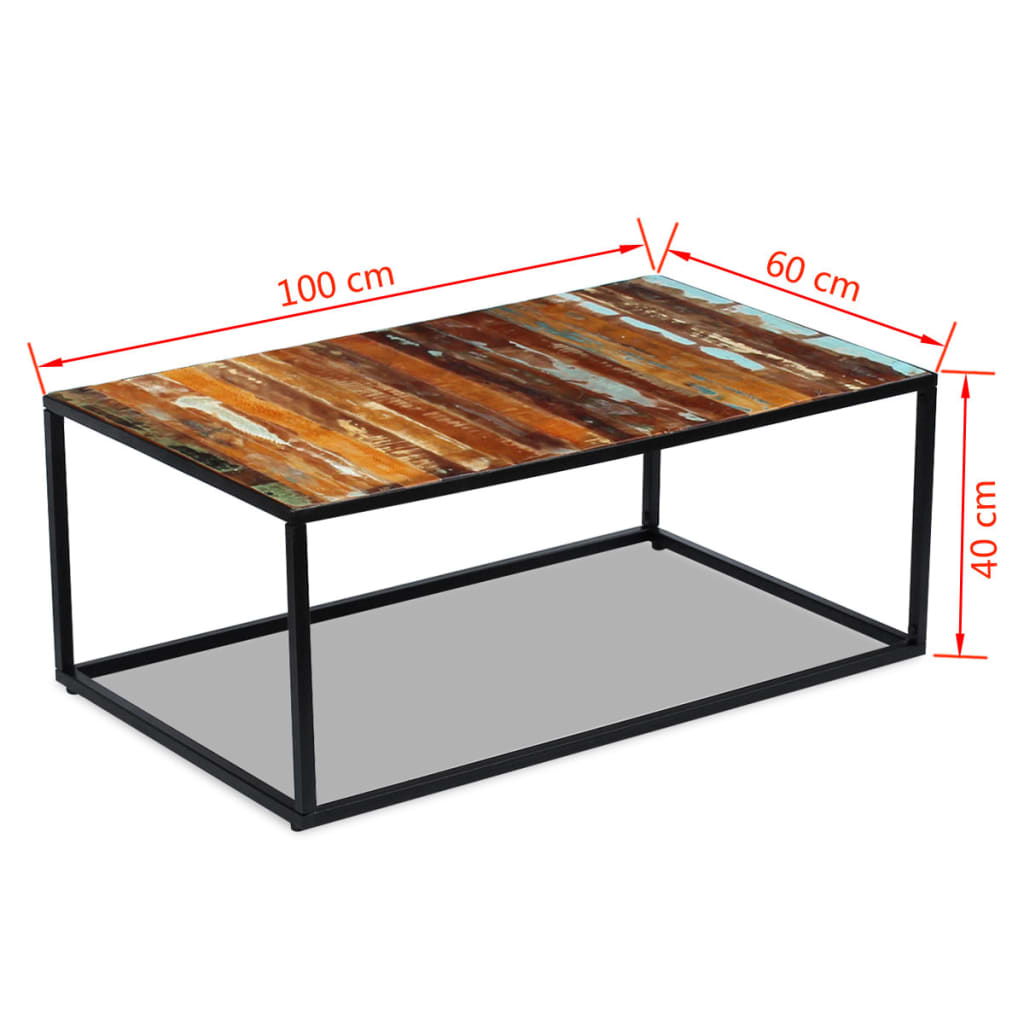 Soffbord massivt återvunnet trä 100x60x40 cm