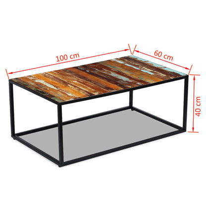 Soffbord massivt återvunnet trä 100x60x40 cm