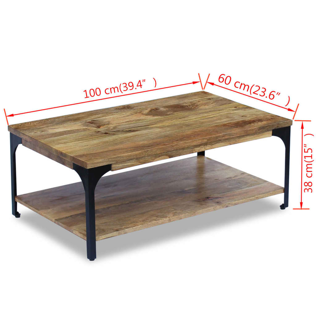 Soffbord massivt mangoträ 100x60x38 cm