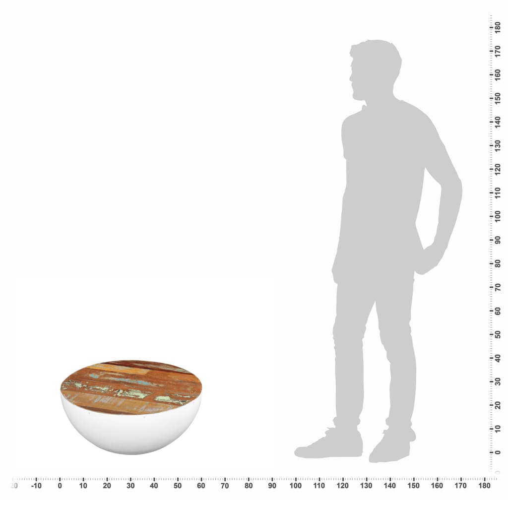 Skålformat soffbord återvunnet massivt trä 60x60x30 cm