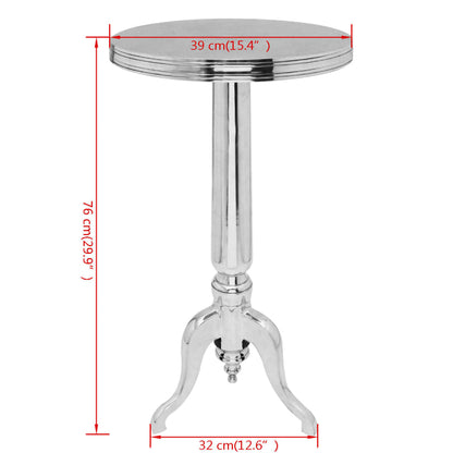 Runt sidobord aluminium silver