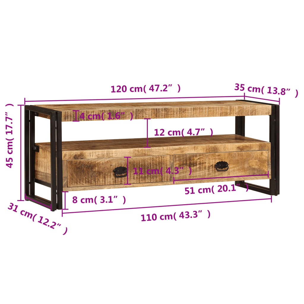 Tv-bänk 120x35x45 cm massivt mangoträ