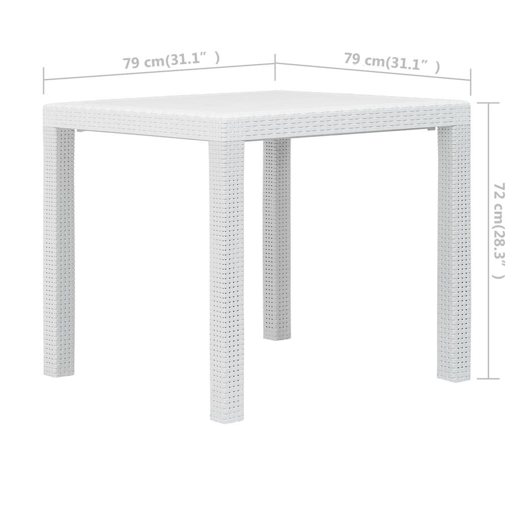 Trädgårdsbord 79x79x72 cm konstrotting vit