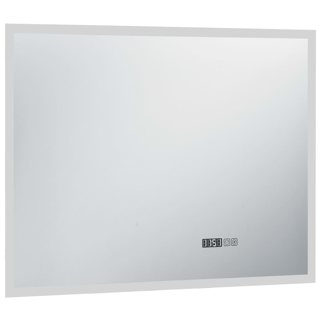 Badrumsspegel LED med touch-sensor och tidsdisplay 80x60 cm