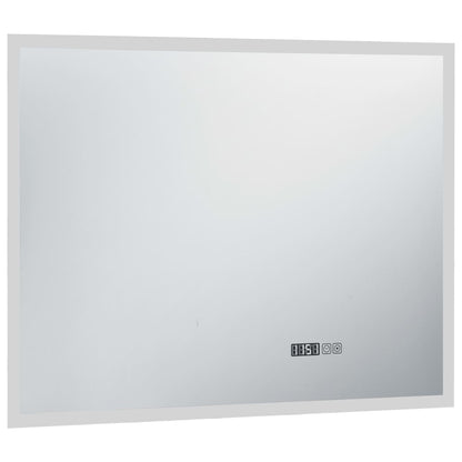 Badrumsspegel LED med touch-sensor och tidsdisplay 80x60 cm