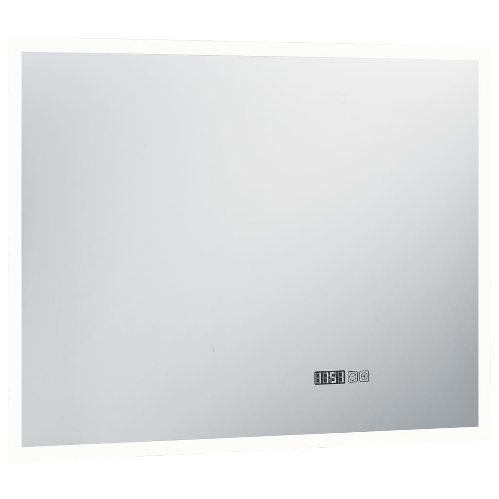 Badrumsspegel LED med touch-sensor och tidsdisplay 80x60 cm