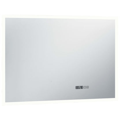 Badrumsspegel LED med touch-sensor och tidsdisplay 100x60 cm