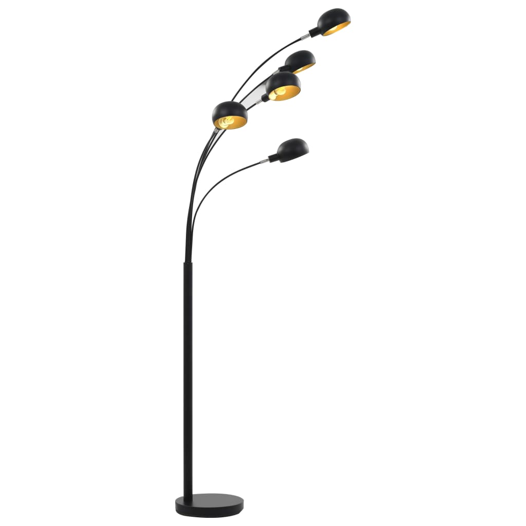 Golvlampa 200 cm 5 x E14 svart och guld