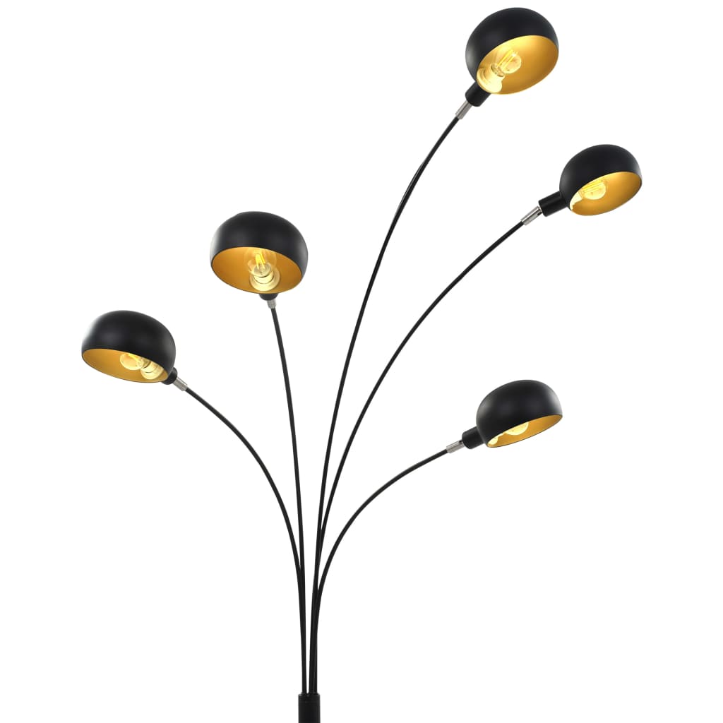 Golvlampa 200 cm 5 x E14 svart och guld