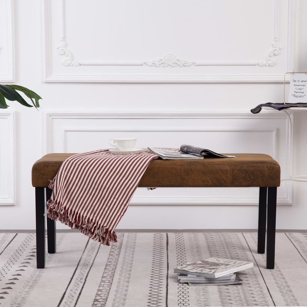 Bänk 106 cm konstmocka brun