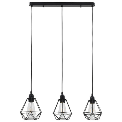 Taklampa med diamantdesign svart 3 x E27-lampa