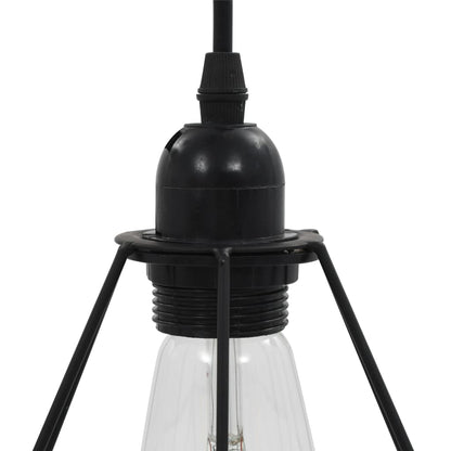 Taklampa med diamantdesign svart 3 x E27-lampa