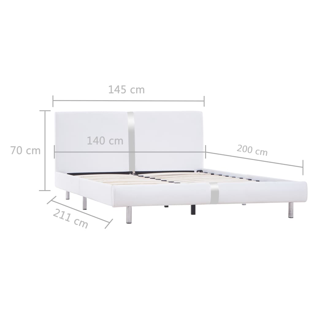 Sängram utan madrass vit läderimitation 135x190 cm