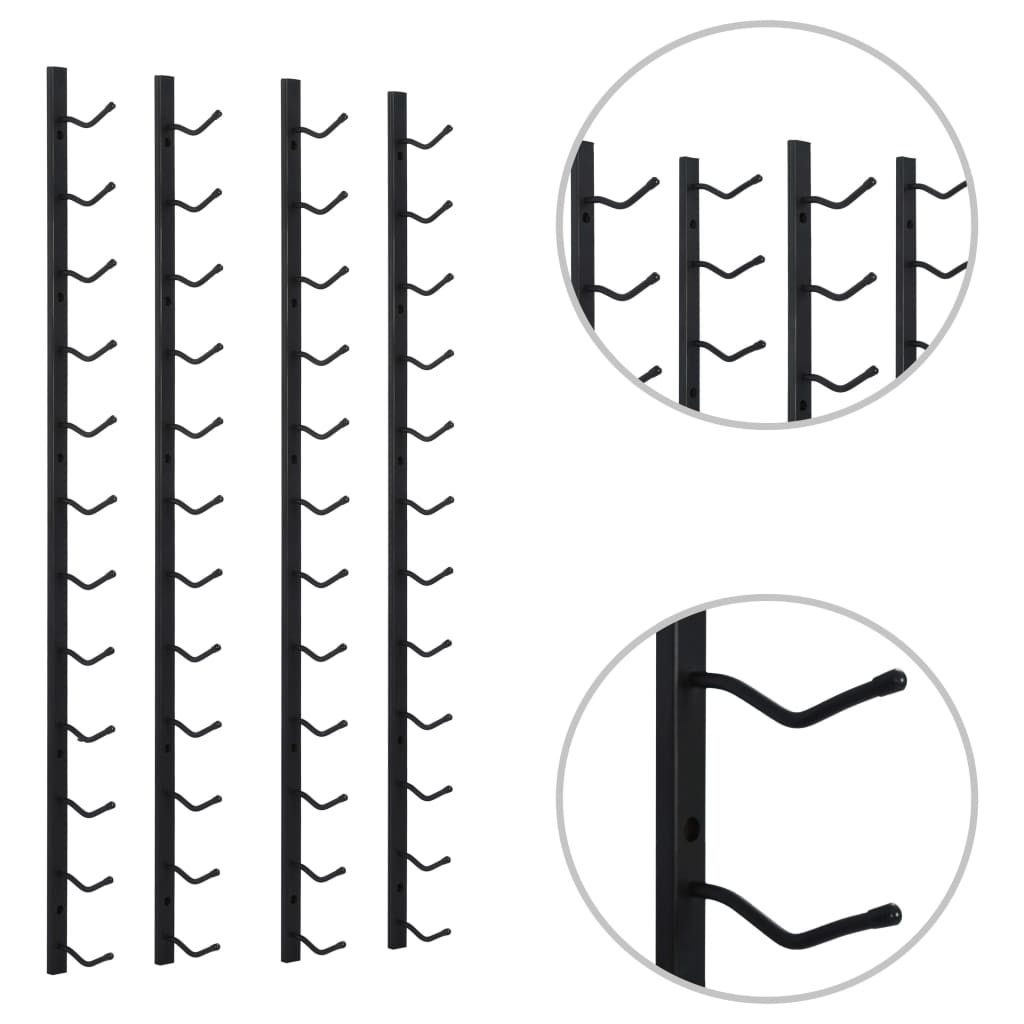 Väggmonterat vinställ för 12 flaskor 2 st svart järn