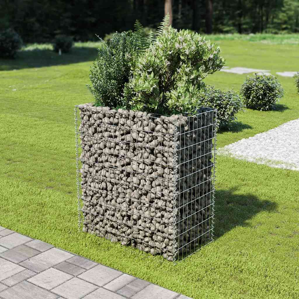 Planteringsgabion upphöjd galvaniserat stål 90x50x100 cm