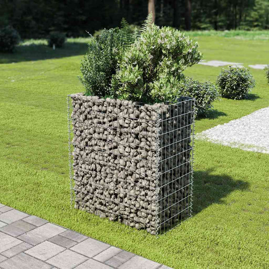 Planteringsgabion upphöjd galvaniserat stål 90x50x100 cm