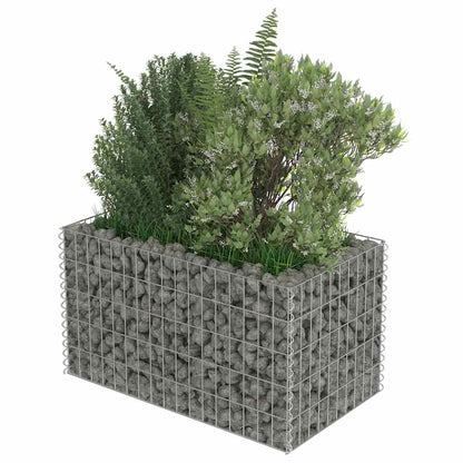 Planteringsgabion upphöjd galvaniserat stål 90x50x50 cm