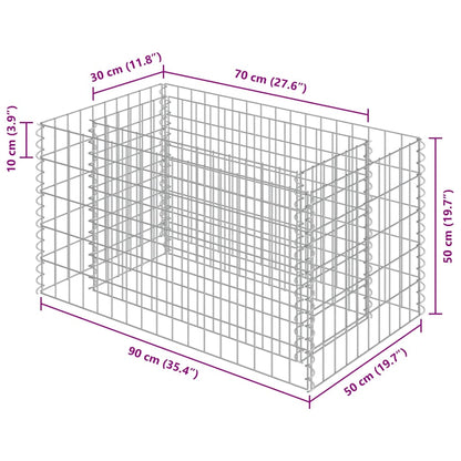 Planteringsgabion upphöjd galvaniserat stål 90x50x50 cm