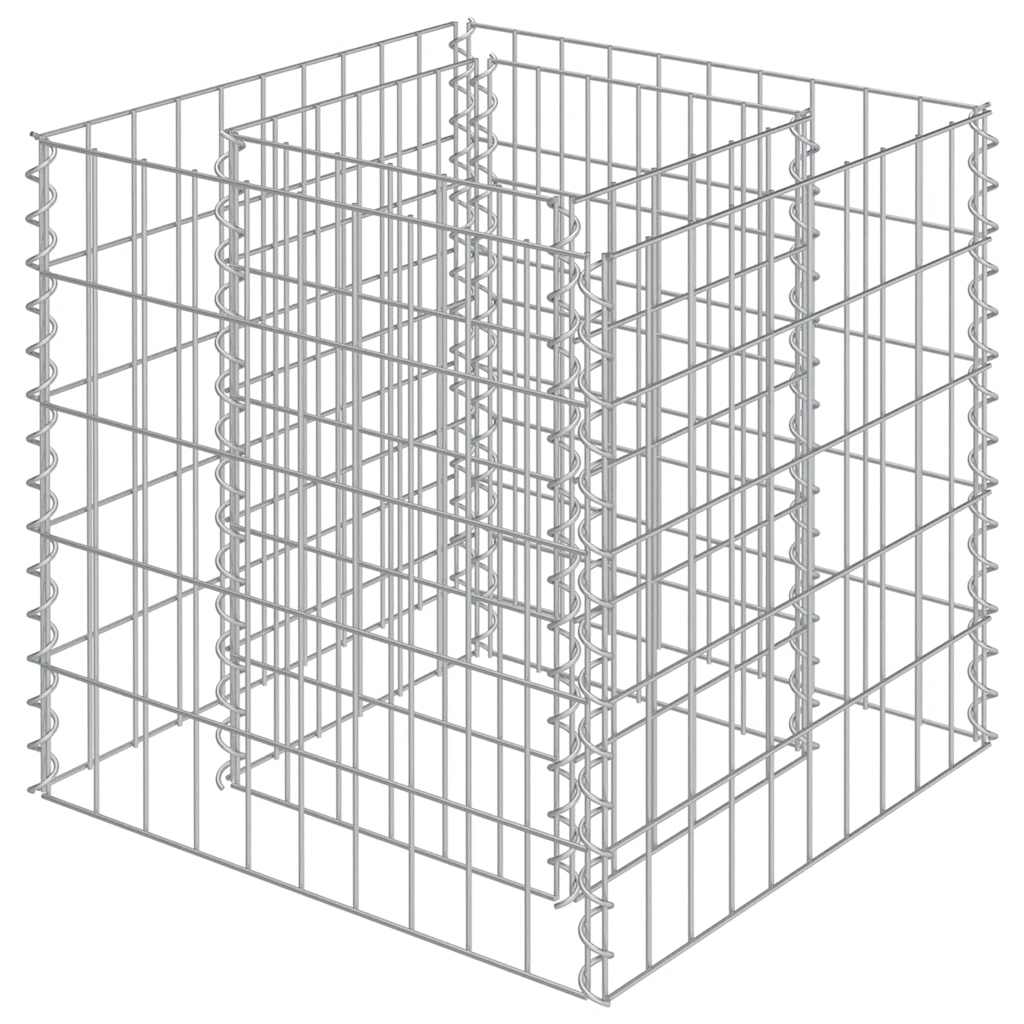 Planteringsgabion upphöjd galvaniserat stål 50x50x50 cm