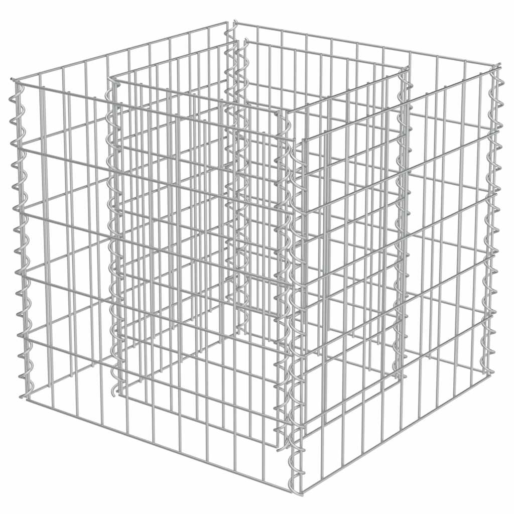 Planteringsgabion upphöjd galvaniserat stål 50x50x50 cm