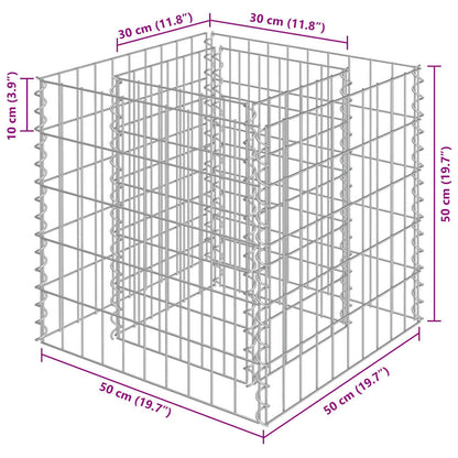 Planteringsgabion upphöjd galvaniserat stål 50x50x50 cm