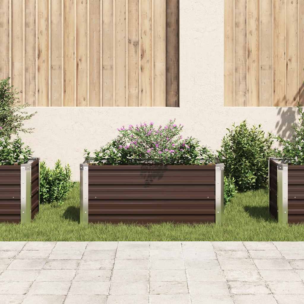 Odlingslåda upphöjd brun 100x40x45 cm galvaniserat stål