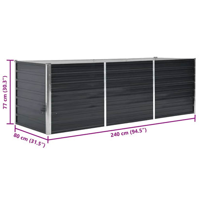 Odlingslåda upphöjd antracit 240x80x77 cm galvaniserat stål