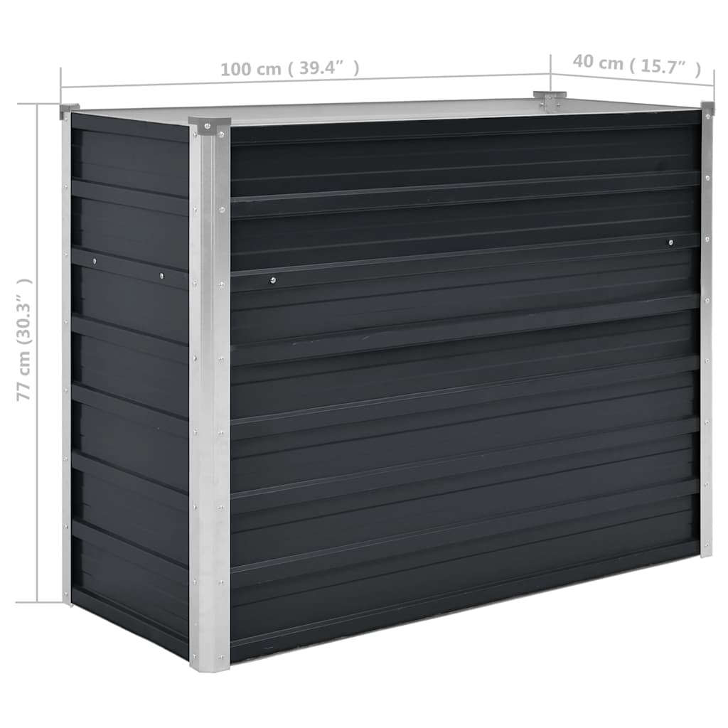 Odlingslåda upphöjd antracit 100x40x77 cm galvaniserat stål