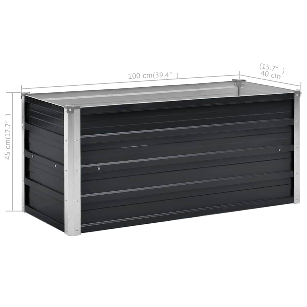 Odlingslåda upphöjd antracit 100x40x45 cm galvaniserat stål