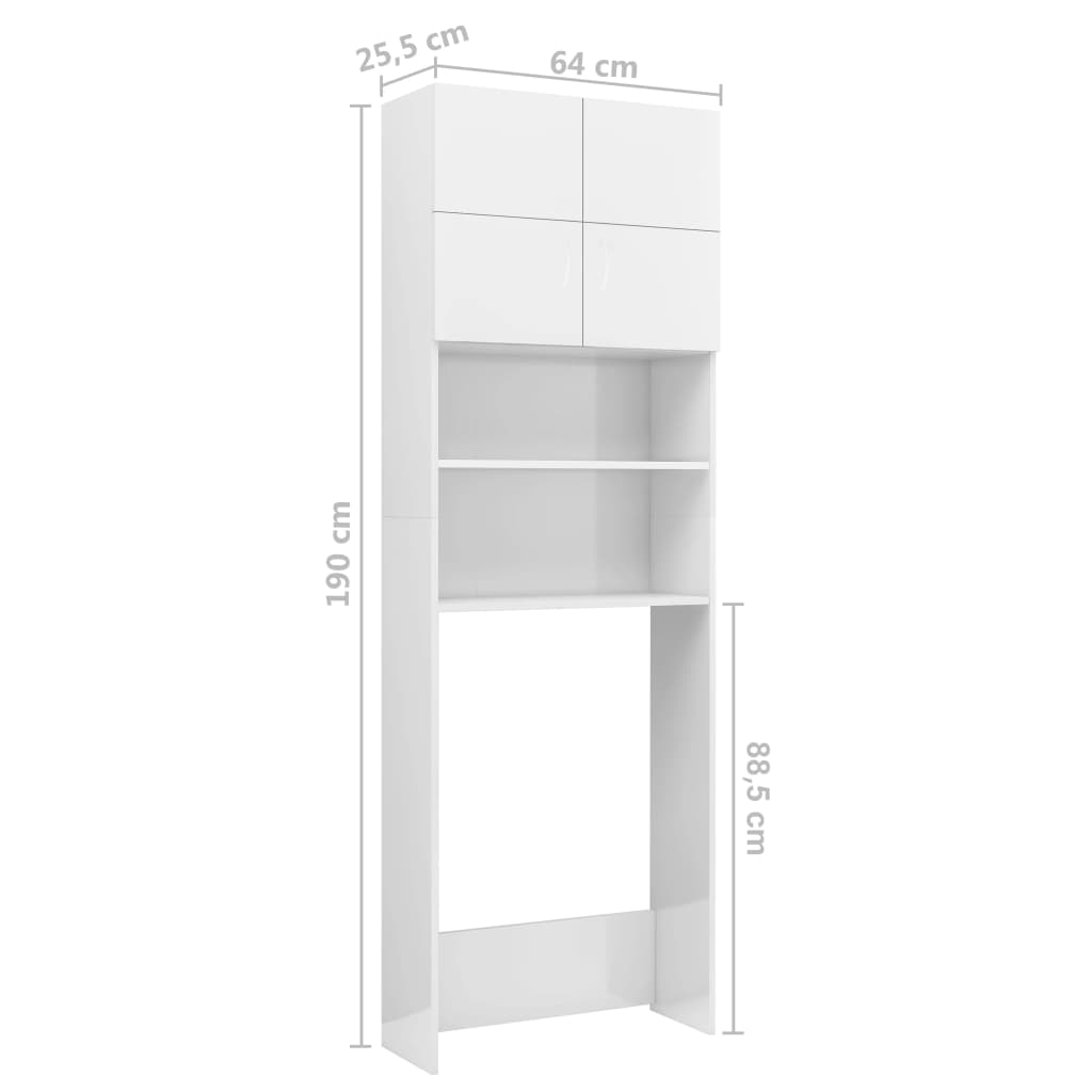 Tvättmaskinsskåp vit 64x25,5x190 cm konstruerat trä