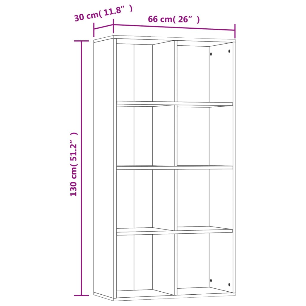 Bokhylla/skänk sonoma-ek 66x30x130 cm konstruerat trä