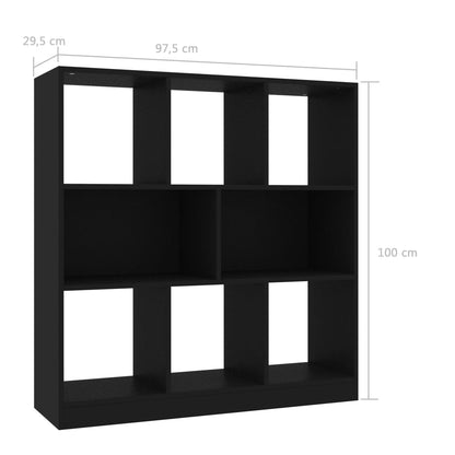 Bokhylla svart 97,5x29,5x100 cm konstruerat trä