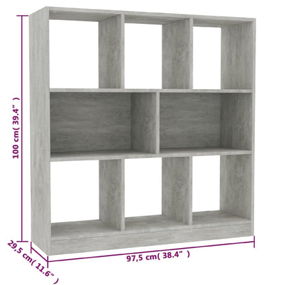 Bokhylla betonggrå 97,5x29,5x100 cm konstruerat trä