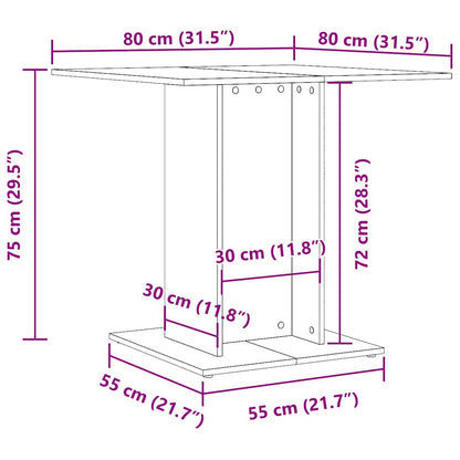 Matbord vit 80x80x75 cm konstruerat trä