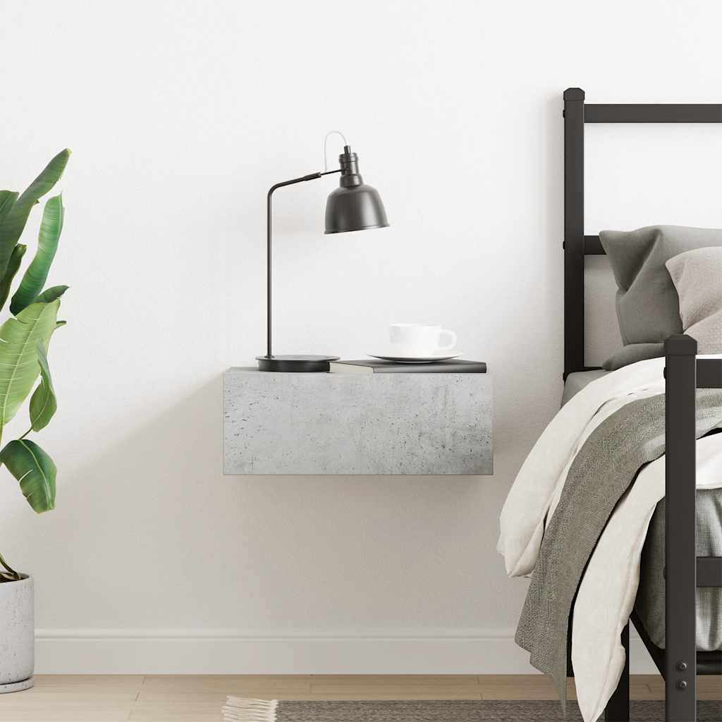 Svävande sängbord betonggrå 40x30x15 cm konstruerat trä
