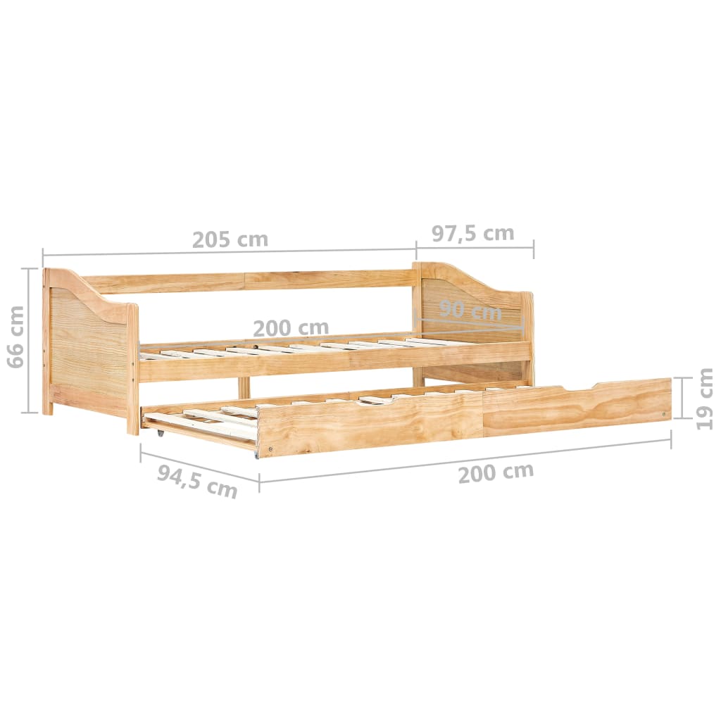 Bäddsoffa ram utan madrass furu 90x200 cm